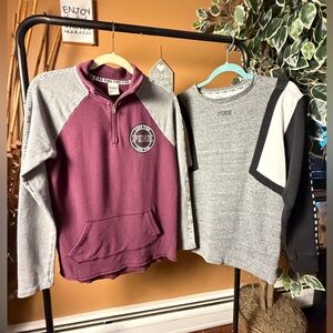 2~Victoria's Secret Love Pink 1/4 quarter Zip Sweatshirt Pullover & Gray & Black
